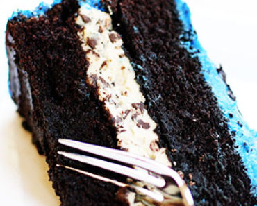 Dark Chocolate Mocha Cake with Cookie Dough Filling Recipe