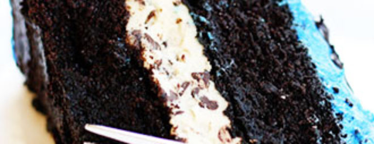 Dark Chocolate Mocha Cake with Cookie Dough Filling Recipe
