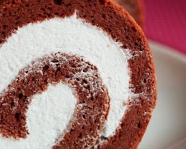 Chocolate Swiss Roll with Whipped Cream