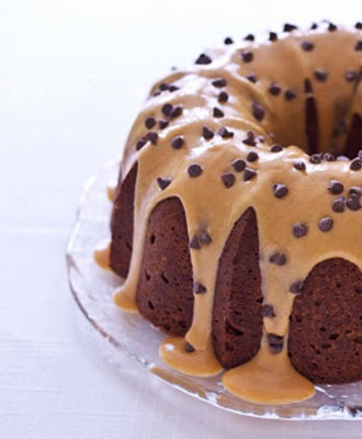 Chocolate Pound Cake with Peanut Butter Glaze 