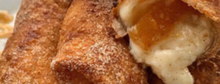 Peach Cobbler Cheesecake Stuffed Eggrolls