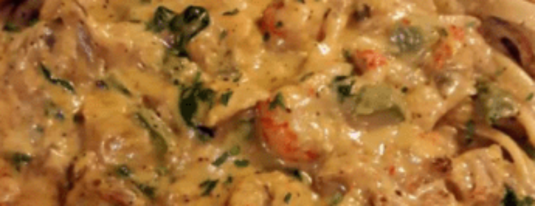 Crawfish and spinach Fettucini