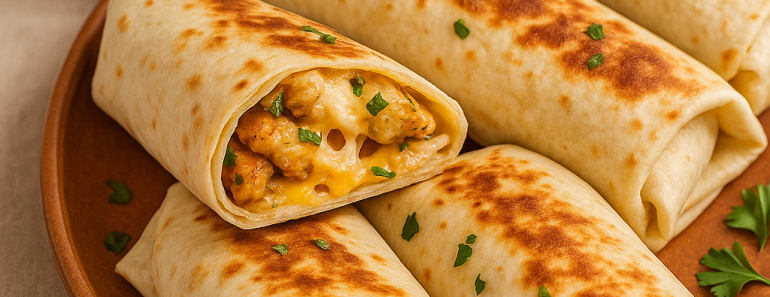 Cheesy Garlic Chicken Wraps