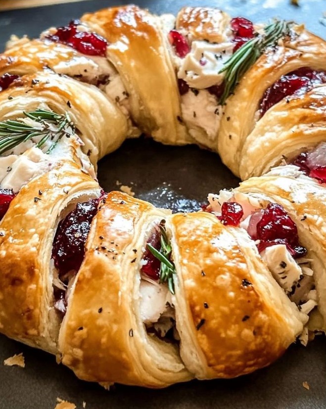 Savory turkey and cranberry crescent ring
