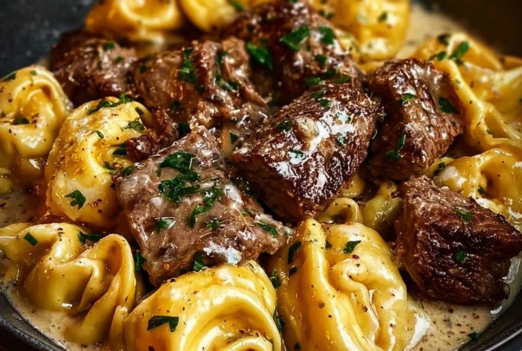 Garlic Steak Tortellini in Creamy House Sauce Bliss