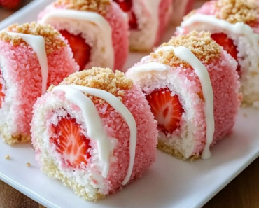 Strawberry Shortcake Cheesecake Dessert Sushi Rolls