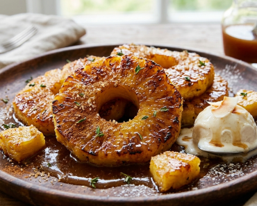 Rum Soaked Fried Pineapple
