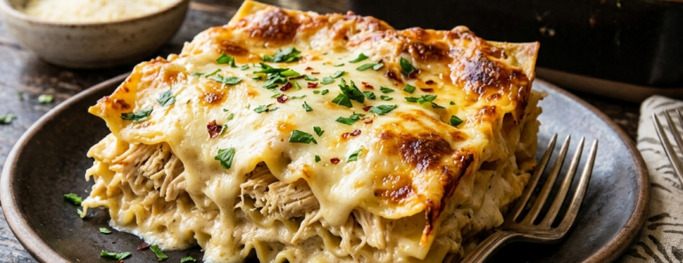 cheesy chicken alfredo lasagna