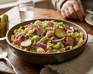 Dill pickle bacon pasta salad