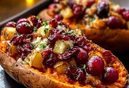 Cranberry Apple Twice-Baked Sweet Potatoes