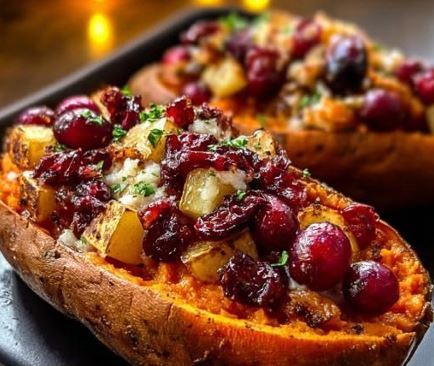 Cranberry Apple Twice-Baked Sweet Potatoes