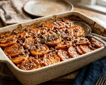 Brown Sugar Glazed Scalloped Sweet Potatoes