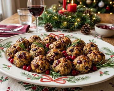 Festive Cranberry Turkey Stuffing Balls